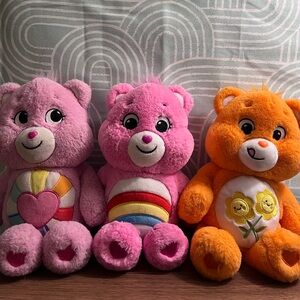 Care Bears Plush Lot | 14” Stuffed Animals | Official | Pink & Orange Bear Trio